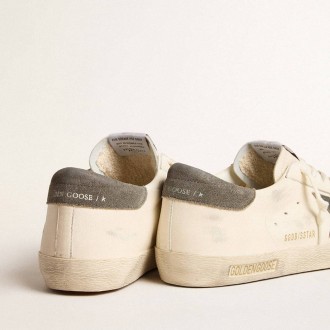 Golden Goose Super-Star In Nappa With Gray Suede Star And Heel Tab Golden Goose Super-Star In Nappa With Gray Suede Star And Heel Tab