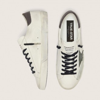 Golden Goose Super-Star In Nappa With Green Leather Star And Gray Leather Heel Tab