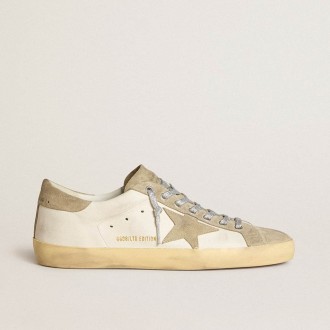 Golden Goose Super-Star In Nappa With Ice-Gray Suede Star And Black Embroidery