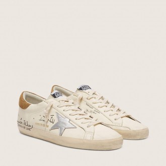 Golden Goose Super-Star In Nappa With Metallic Silver Star And All-Over Lettering