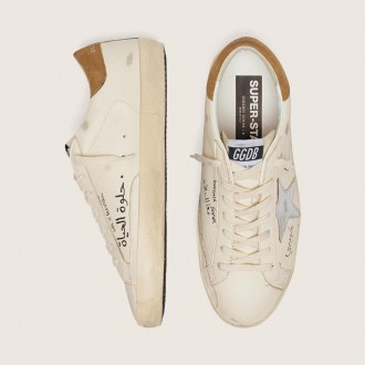 Golden Goose Super-Star In Nappa With Metallic Silver Star And All-Over Lettering