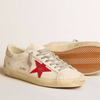 Golden Goose Super-Star In Nappa With Red Star And Cream Leather Heel Tab