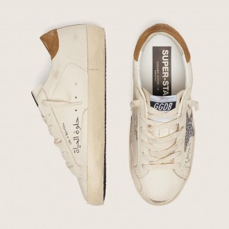 Golden Goose Super-Star In Nappa With Silver Glitter Star And All-Over Lettering
