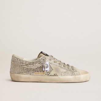 Golden Goose Super-Star In Nubuck With Swarovski Crystals And Ice-Gray Suede Star