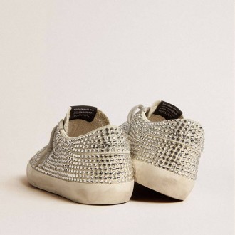 Golden Goose Super-Star In Nubuck With Swarovski Crystals And Ice-Gray Suede Star Golden Goose Super-Star In Nubuck With Swarovski Crystals And Ice-Gray Suede Star