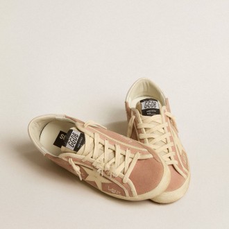 Golden Goose Super-Star In Powder-Pink Suede With Cream Leather Star