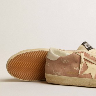 Golden Goose Super-Star In Powder-Pink Suede With Cream Leather Star