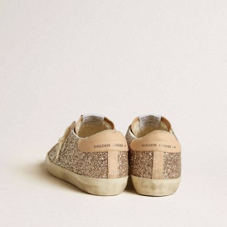 Golden Goose Super-Star In Silver Glitter With Leather Star And Heel Tab Golden Goose Super-Star In Silver Glitter With Leather Star And Heel Tab