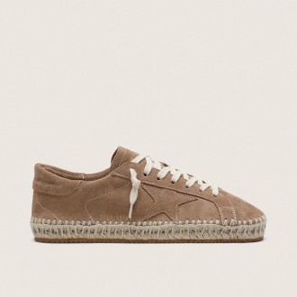 Golden Goose Super-Star In Tobacco Suede With Beige Suede Star And Jute-Effect Foxing
