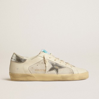 Golden Goose Super-Star In White Leather And Suede With Silver And Gold Leather Star