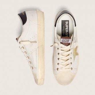 Golden Goose Super-Star In White Leather With Gold Swarovski Star