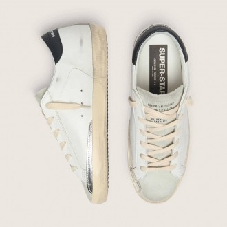 Golden Goose Super-Star In White Leather With Perforated Star