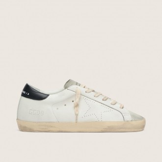Golden Goose Super-Star In White Leather With Perforated Star