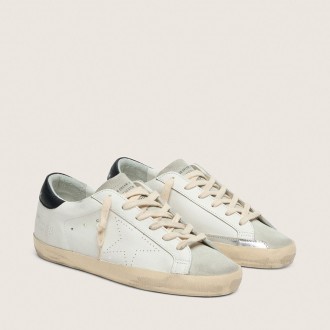 Golden Goose Super-Star In White Leather With Perforated Star