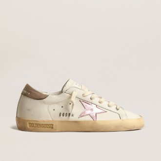 Golden Goose Super-Star In White Nappa With Pink Metallic Leather Star