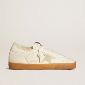 Golden Goose Super-Star In White Nappa With Suede Star And Shearling Lining