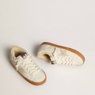Golden Goose Super-Star In White Nappa With Suede Star And Shearling Lining