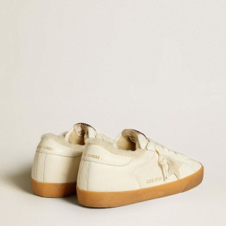 Golden Goose Super-Star In White Nappa With Suede Star And Shearling Lining