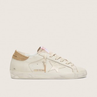 Golden Goose Super-Star In Worn White Leather With Tone-On-Tone Star