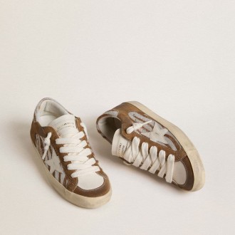 Golden Goose Super-Star In Zebra-Print Pony Skin With Leather Star And Brown Suede Inserts