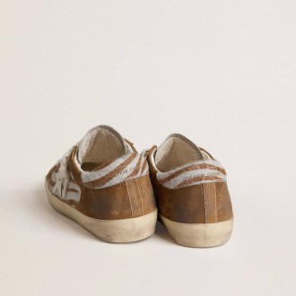 Golden Goose Super-Star In Zebra-Print Pony Skin With Leather Star And Brown Suede Inserts