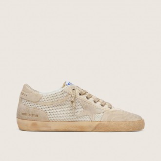 Golden Goose Super-Star Lab In Mesh With Beige Suede Star