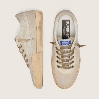 Golden Goose Super-Star Lab In Mesh With Beige Suede Star