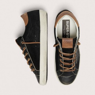 Golden Goose Super-Star Ltd In Black Glitter Leather With Black Leather Star