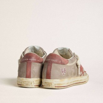 Golden Goose Super-Star Ltd In Gray Suede With Red Waxed Suede Star And Heel Tab Golden Goose Super-Star Ltd In Gray Suede With Red Waxed Suede Star And Heel Tab