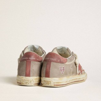 Golden Goose Super-Star Ltd In Gray Suede With Red Waxed Suede Star And Heel Tab Golden Goose Super-Star Ltd In Gray Suede With Red Waxed Suede Star And Heel Tab
