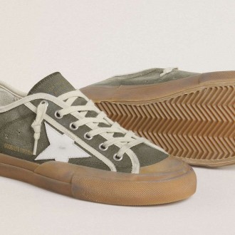 Golden Goose Super-Star Ltd In Green Canvas With White Leather Star Golden Goose Super-Star Ltd In Green Canvas With White Leather Star