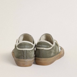 Golden Goose Super-Star Ltd In Green Canvas With White Leather Star Golden Goose Super-Star Ltd In Green Canvas With White Leather Star