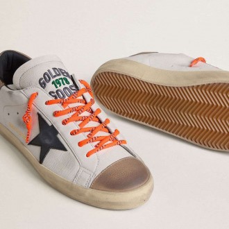 Golden Goose Super-Star Ltd In Leather With Black Leather Star And Beige Leather Heel Tab Golden Goose Super-Star Ltd In Leather With Black Leather Star And Beige Leather Heel Tab