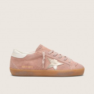 Golden Goose Super-Star Ltd In Pink Suede With Platinum Metallic Leather Star Golden Goose Super-Star Ltd In Pink Suede With Platinum Metallic Leather Star