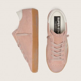 Golden Goose Super-Star Ltd In Pink Suede With Platinum Metallic Leather Star Golden Goose Super-Star Ltd In Pink Suede With Platinum Metallic Leather Star