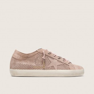 Golden Goose Super-Star Ltd In Powder-Pink Perforated Suede With Tone-On-Tone Star