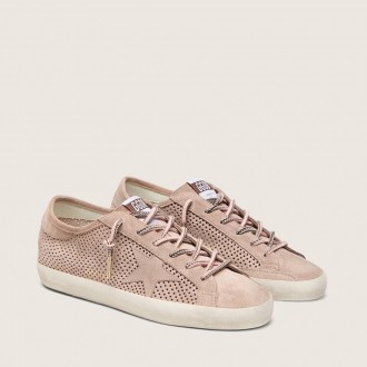 Golden Goose Super-Star Ltd In Powder-Pink Perforated Suede With Tone-On-Tone Star Golden Goose Super-Star Ltd In Powder-Pink Perforated Suede With Tone-On-Tone Star