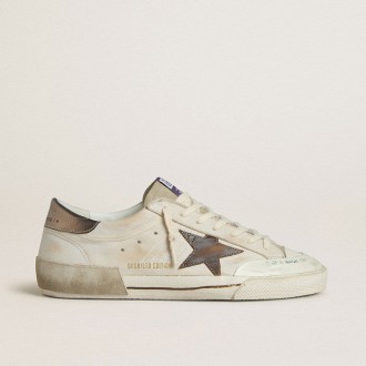 Golden Goose Super-Star Ltd In Suede With Brown Leather Star And Metallic Leather Heel Tab