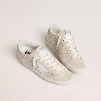 Golden Goose Super-Star Ltd In Suede With Swarovski Crystals And Ice-Gray Leather Star Golden Goose Super-Star Ltd In Suede With Swarovski Crystals And Ice-Gray Leather Star