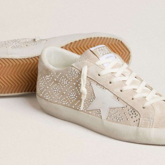 Golden Goose Super-Star Ltd In Suede With Swarovski Crystals And Ice-Gray Leather Star Golden Goose Super-Star Ltd In Suede With Swarovski Crystals And Ice-Gray Leather Star