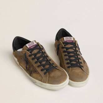 Golden Goose Super-Star Ltd In Waxed Suede With Python-Print Star And Nappa Leather Heel Tab Golden Goose Super-Star Ltd In Waxed Suede With Python-Print Star And Nappa Leather Heel Tab