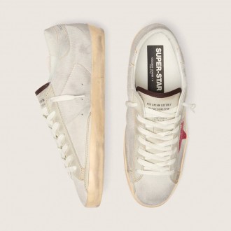 Golden Goose Super-Star Ltd In White Pony Skin With Red Suede Star Golden Goose Super-Star Ltd In White Pony Skin With Red Suede Star