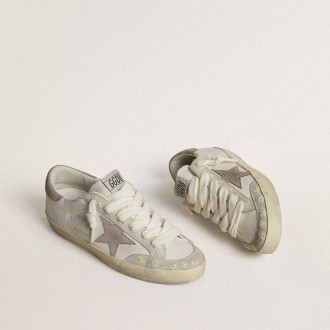Golden Goose Super-Star Ltd With Beige Suede Star And Heel Tab And Floral Embroidery