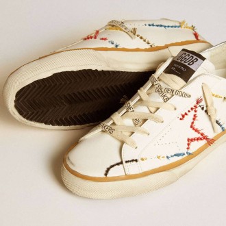 Golden Goose Super-Star Ltd With Perforated Star And Metallic Leather Heel Tab Golden Goose Super-Star Ltd With Perforated Star And Metallic Leather Heel Tab