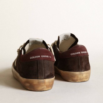 Golden Goose Super-Star Penstar In Brown Suede With A Platinum Star Golden Goose Super-Star Penstar In Brown Suede With A Platinum Star