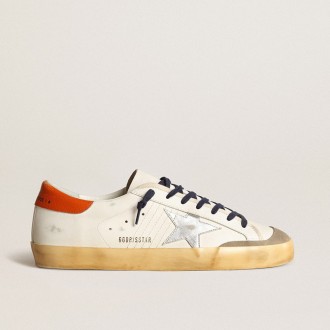 Golden Goose Super-Star Penstar With Silver Star And Orange Heel Tab