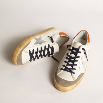 Golden Goose Super-Star Penstar With Silver Star And Orange Heel Tab Golden Goose Super-Star Penstar With Silver Star And Orange Heel Tab