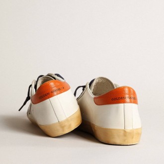 Golden Goose Super-Star Penstar With Silver Star And Orange Heel Tab Golden Goose Super-Star Penstar With Silver Star And Orange Heel Tab