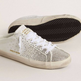 Golden Goose Super-Star Sabot Ltd With Gray Suede Star And Swarovski Crystals Golden Goose Super-Star Sabot Ltd With Gray Suede Star And Swarovski Crystals