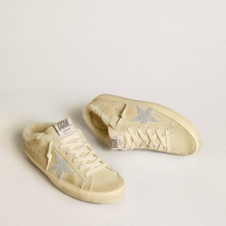 Golden Goose Super-Star Sabots With Swarovski Crystal Star And Shearling Lining Golden Goose Super-Star Sabots With Swarovski Crystal Star And Shearling Lining